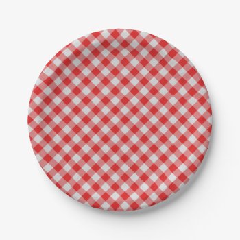 Classic Red And White Gingham Plates by themollywogpost at Zazzle
