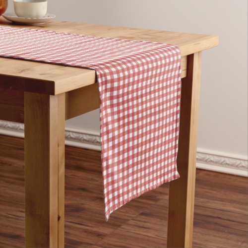 Classic Red and White Gingham Short Table Runner