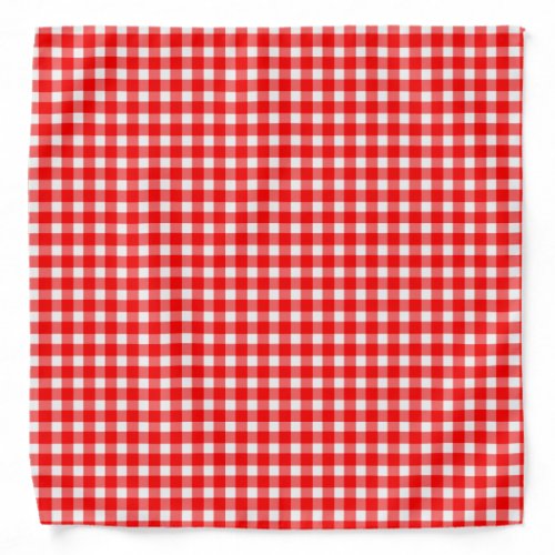 Classic Red And White Gingham Small Plaid Pattern Bandana