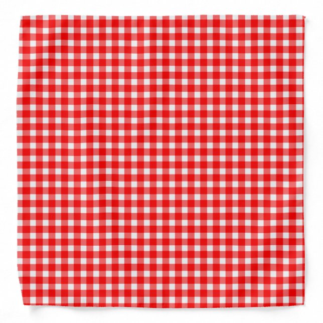 Classic Red And White Gingham Small Plaid Pattern Bandana (Front)