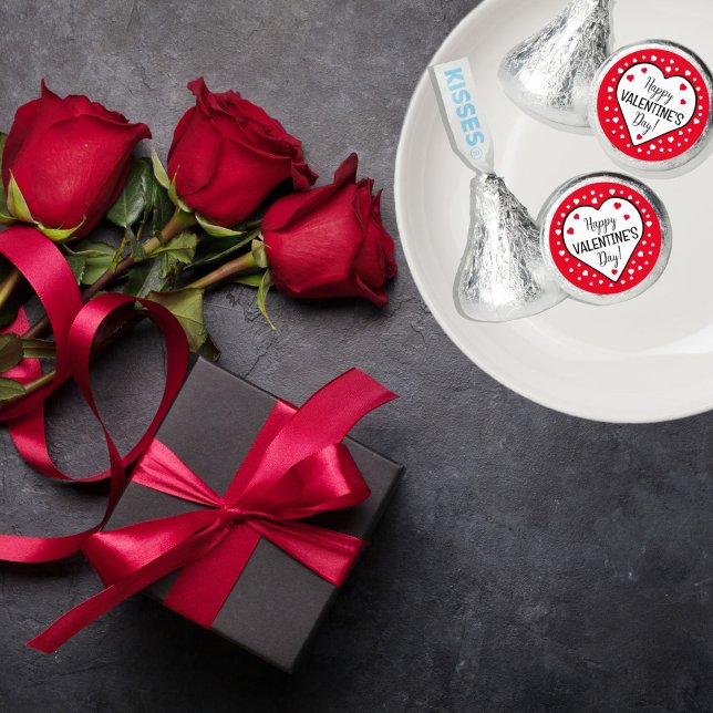 Classic Red and White Hearts Happy Valentine's Day Hershey®'s Kisses® (Creator Uploaded)