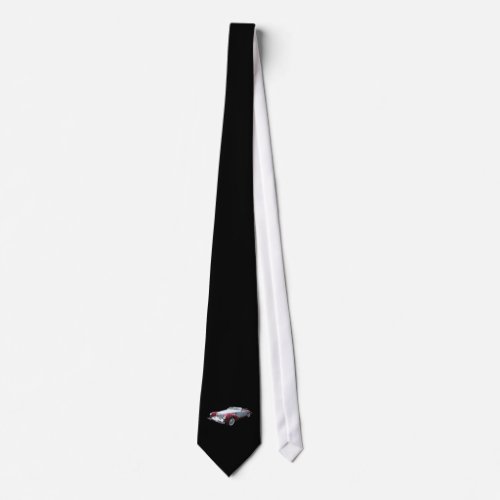 Classic Red and White Hot Rod Car Necktie