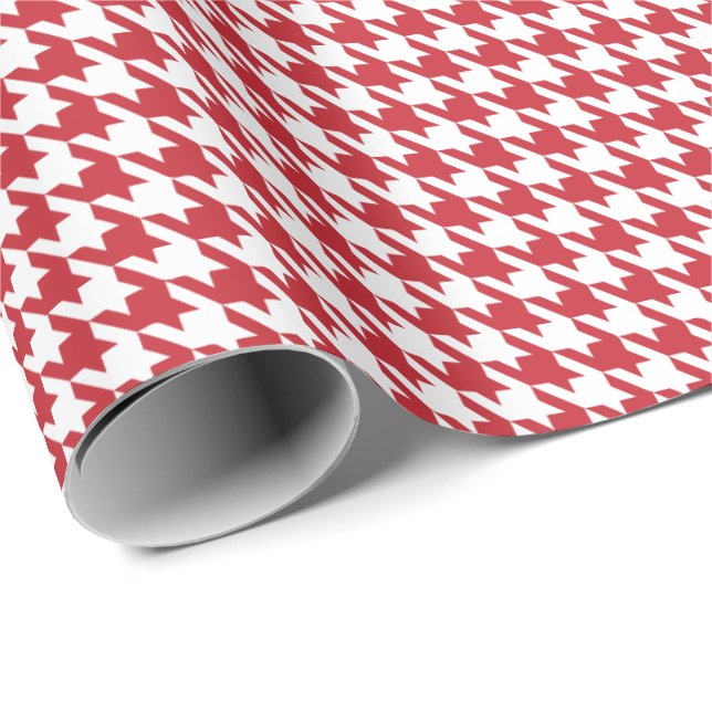 Classic Red and White Houndstooth Pattern  Wrapping Paper (Roll Corner)