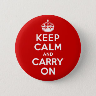 Classic Red and White Keep Calm and Carry On Button
