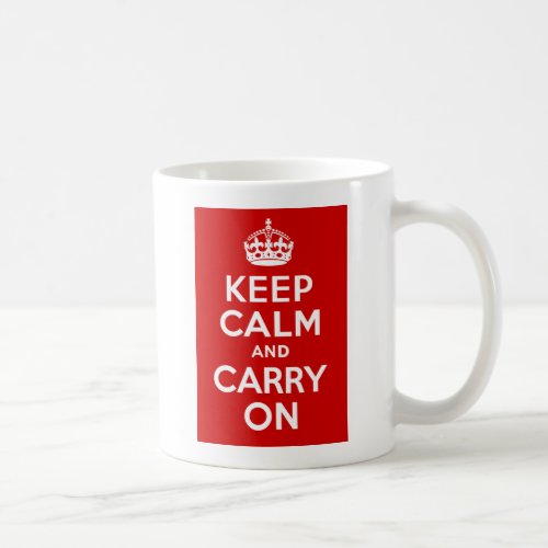Classic Red and White Keep Calm and Carry On Coffee Mug