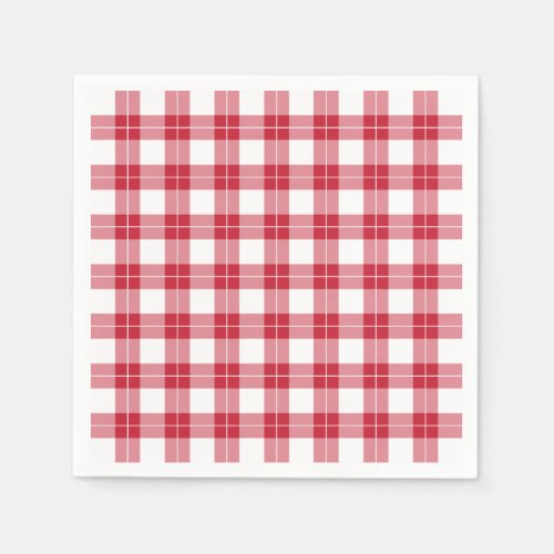 Classic Red and White Plaid Pattern Napkins