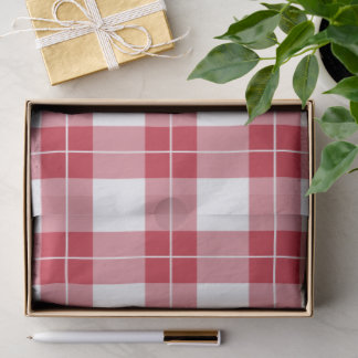 Classic Red and White Plaid Pattern Tissue Paper