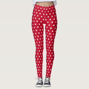 Classic Red and White Polka Dot Pattern Leggings