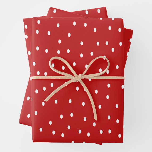 Classic Red and White Polka Dots  Wrapping Paper Sheets (In situ)