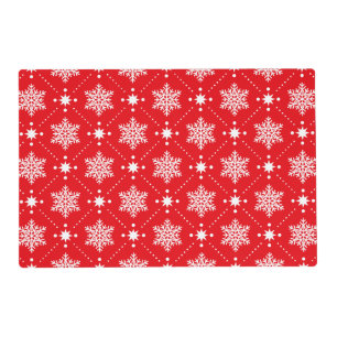 Classic Red and White Snowflakes Christmas Pattern Placemat