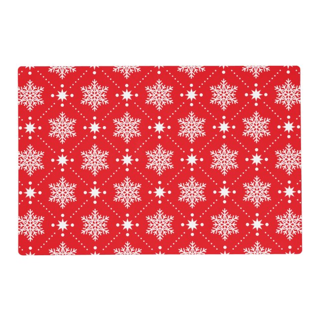 Classic Red and White Snowflakes Christmas Pattern Placemat (Front)