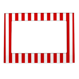 Classic Red and White Stripe Pattern Magnetic Photo Frame