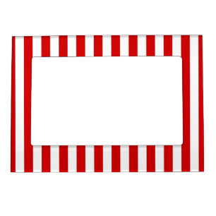 Classic Red and White Stripe Pattern Magnetic Photo Frame