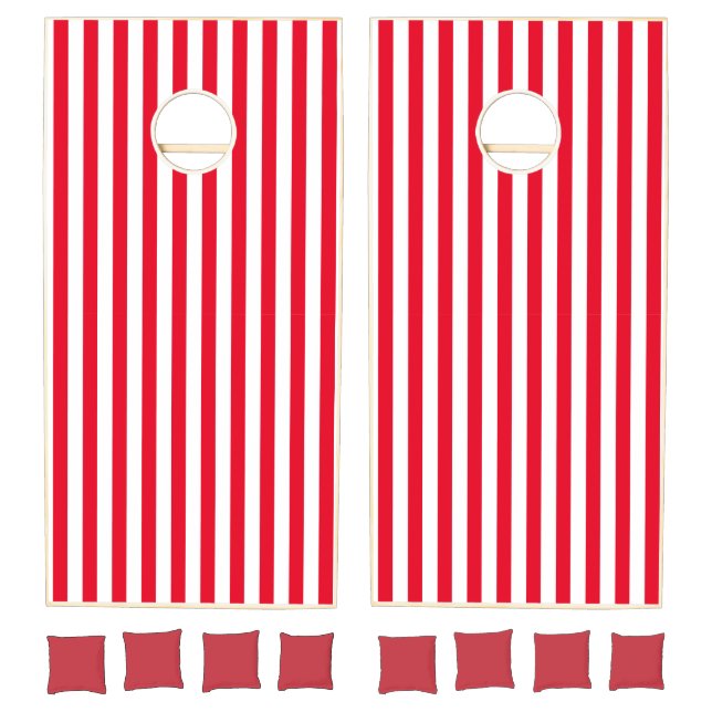 Classic Red and White Striped  Cornhole Set (Set)