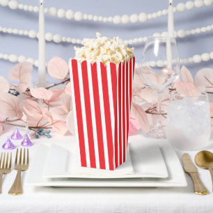 Classic Red and White Striped Movie Night Popcorn Favor Boxes