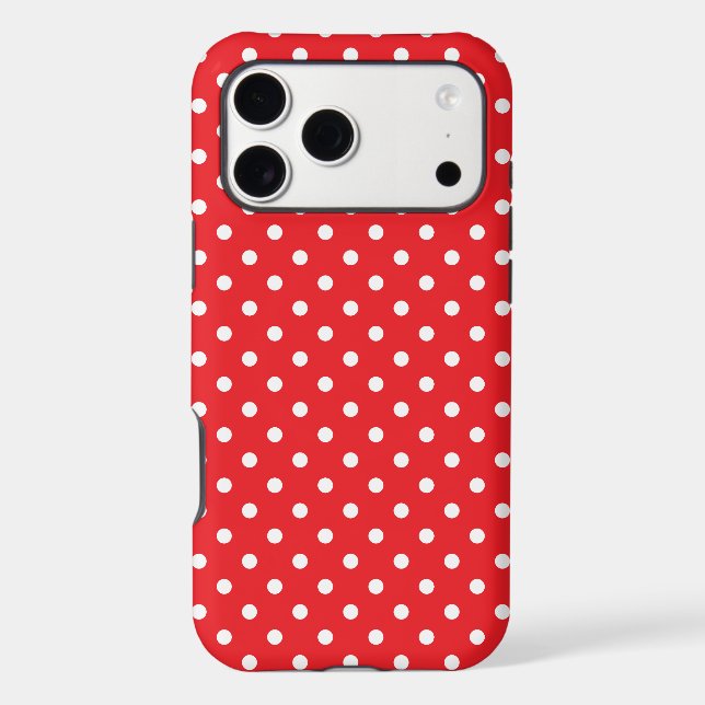 Classic Red and White Tiny Polka Dot Pattern Case-Mate iPhone Case (Back)