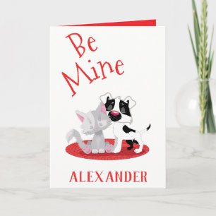 Classic Red and White Valentine Pets Holiday Card