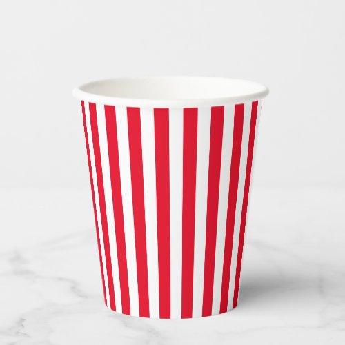 Classic Red and White Vertical Striped Paper Cups