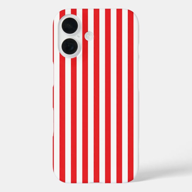 Classic Red and White Vertical Stripes Pattern Case-Mate iPhone Case (Back)