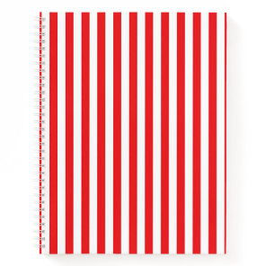 Classic Red and White Vertical Stripes Pattern Notebook