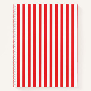 Classic Red and White Vertical Stripes Pattern Notebook