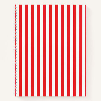 Classic Red and White Vertical Stripes Pattern Notebook