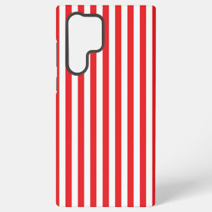 Classic Red and White Vertical Stripes Pattern Samsung Galaxy S22 Ultra Case