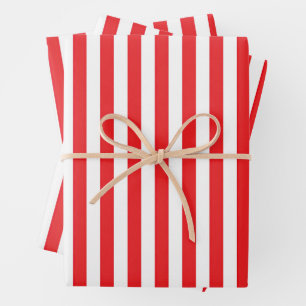 Classic Red and White Vertical Stripes Pattern Wrapping Paper Sheets