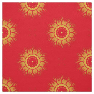 Classic Red and Yellow Decorative Pattern Fabric