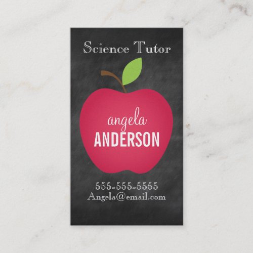 Classic Red Apple Chalkboard Teacher Business Card