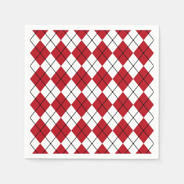 Classic Red Argyle BBQ Picnic Summer  Napkins (Front)