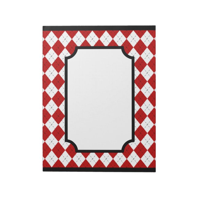 Classic Red Argyle Kitchen Notepad (Rotated)