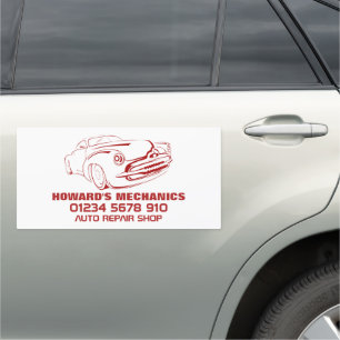 Classic Red, Auto Mechanic & Repairs Advertising Car Magnet