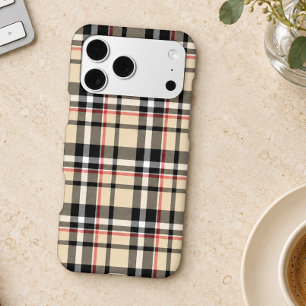 Classic Red Beige Tan Black White Plaid Pattern Iphone 18 Pro Max Case