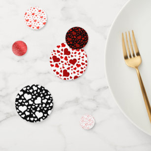 Classic Red, Black, and White Hearts Love Confetti