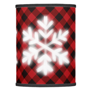 Classic red black buffet plaid snowflakes  lamp shade