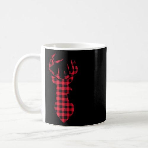 Classic Red  Black Christmas Buffalo Plaid Deer H Coffee Mug