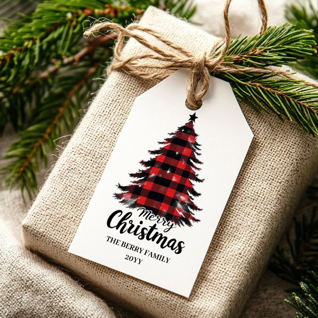 Classic red black plaid gift tag custom lettering (Classic red black plaid gift tag custom lettering

)