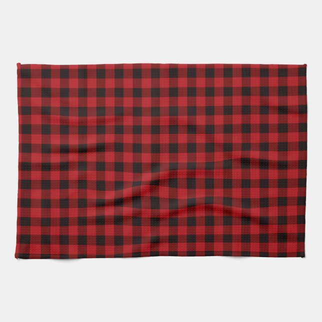 Classic red black plaid kitchen towel (Horizontal)