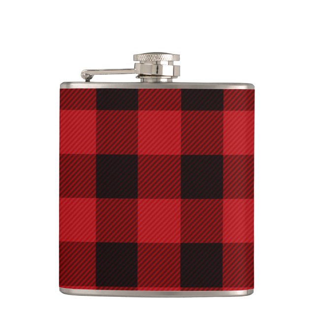 Classic red black plaid pattern  flask (Front)