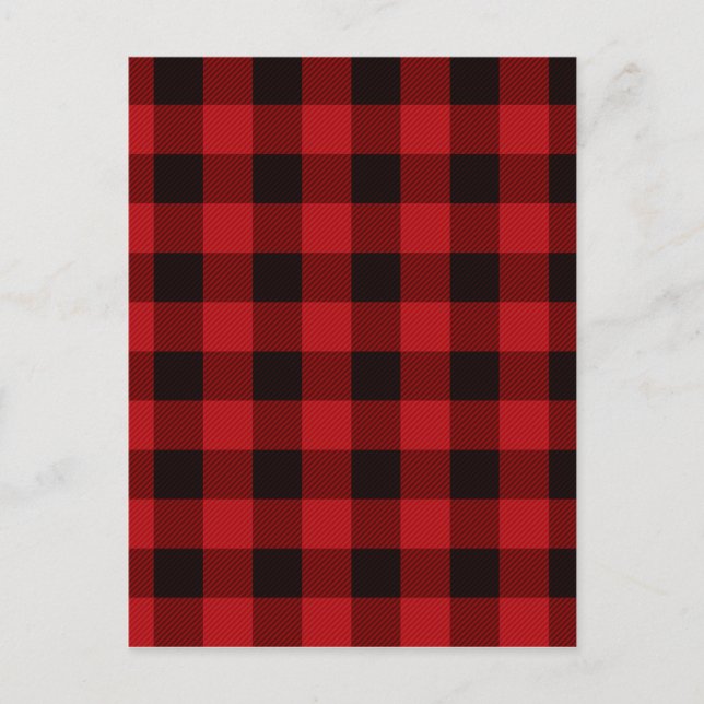 Classic red black plaid pattern  postcard (Front)