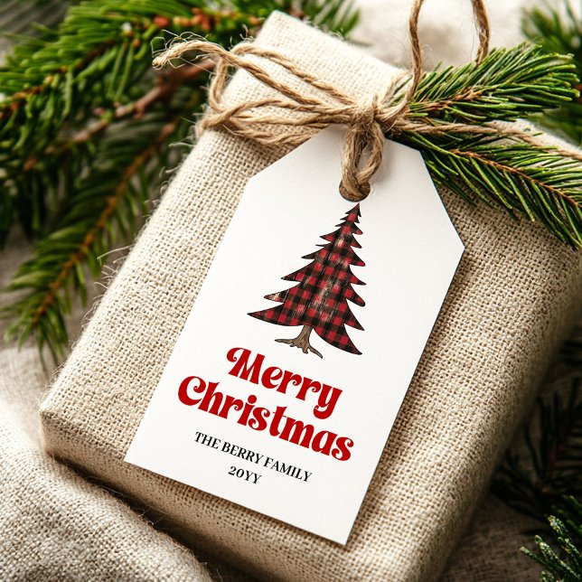 Classic red black tartan gift tag custom name (Classic red black tartan gift tag custom name

)
