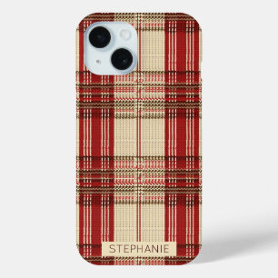 Classic Red & Black Tartan Plaid - Rustic Woven 2 iPhone 15 Case