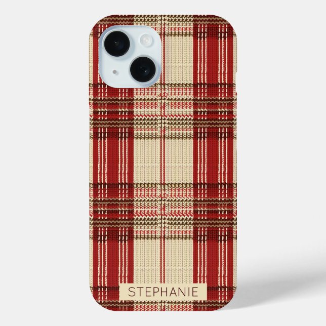 Classic Red & Black Tartan Plaid - Rustic Woven 2 Case-Mate iPhone Case (Back)