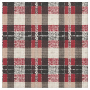 Classic Red & Black Tartan Plaid - Rustic Woven Fabric