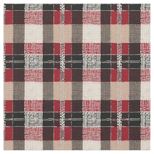 Classic Red & Black Tartan Plaid - Rustic Woven Fabric