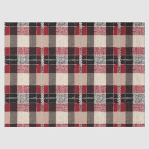 Classic Red & Black Tartan Plaid - Rustic Woven Tissue Paper