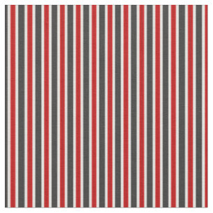 Classic Red, Black & White Stripes Fabric