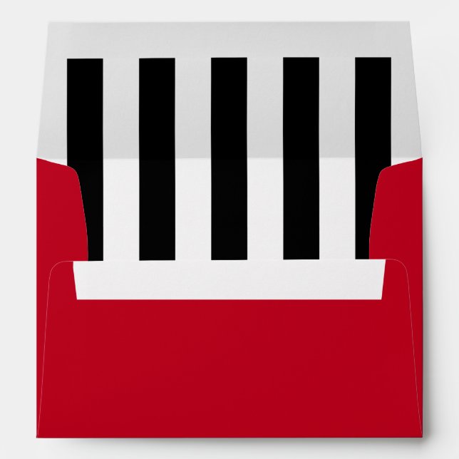 Classic Red | Black & White Stripes Lined Envelope (Back (Bottom))