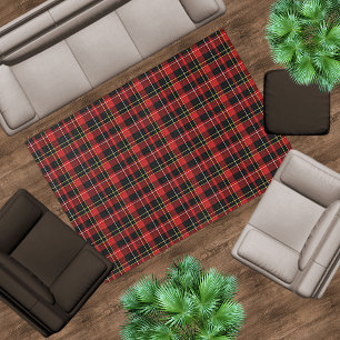 Classic Red Black Yellow White Tartan Stripes Rug